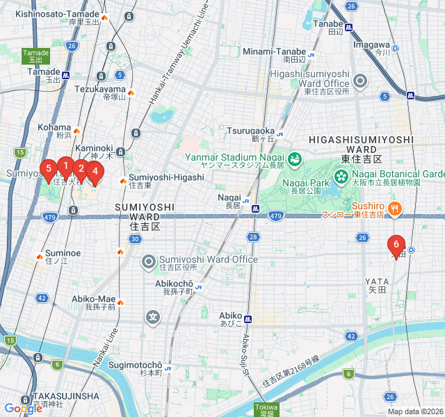Route map for Sacred Groves of Sumiyoshi Taisha