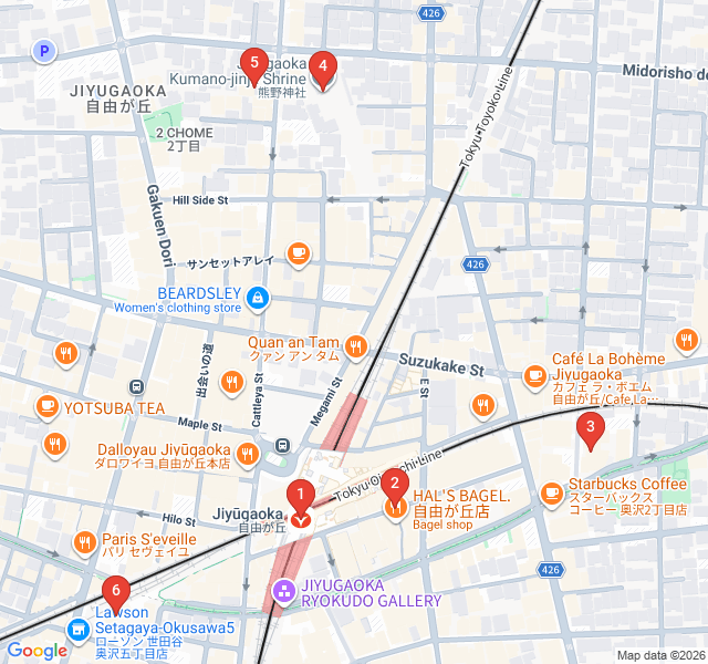 Route map for Sweet Escape: The European Charm of Jiyugaoka