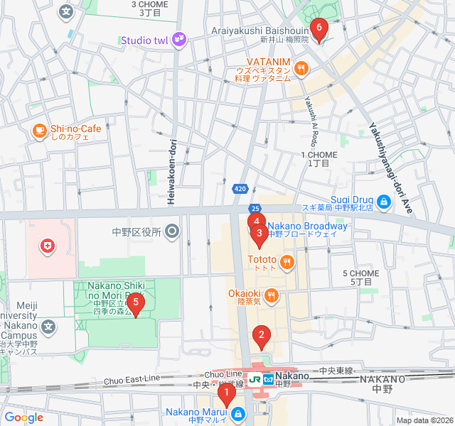 Route map for The Otaku’s Vault: Nakano Broadway and Backstreet Bars