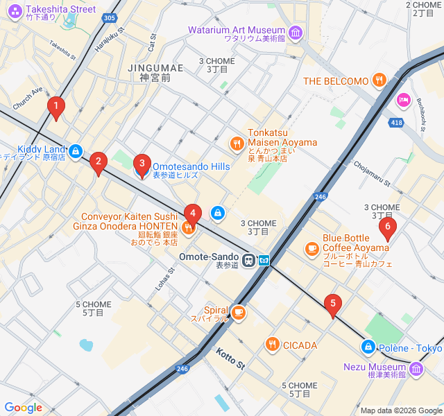 Route map for Design and Decadence: Omotesando's Architectural Masterpieces