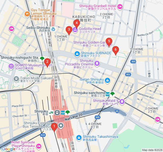 Route map for Shinjuku After Dark: Neon Alleys and Hidden Bars