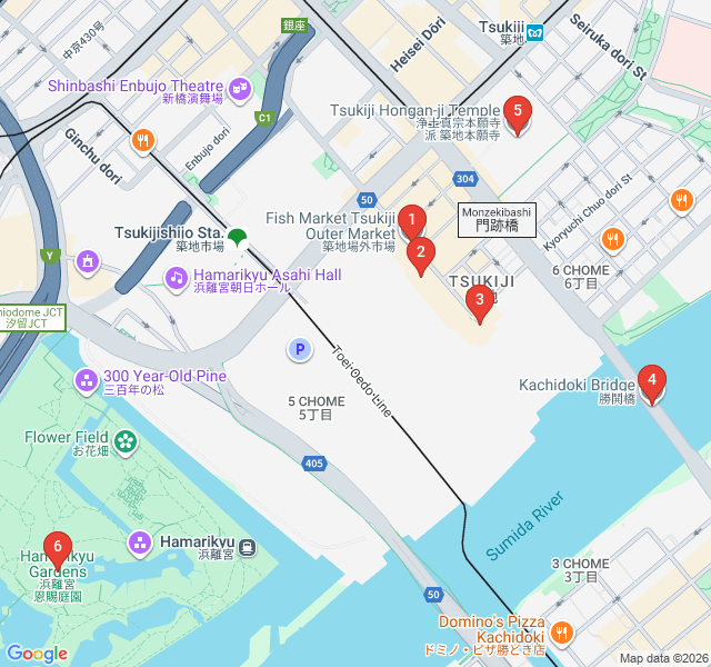 Route map for Beyond the Fish: Culinary Traditions of Tsukiji