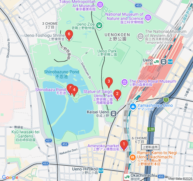 Route map for Ueno’s Cultural Heart: Temples, Lotus Ponds, and Museums