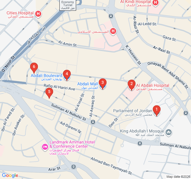 Route map for Modern Amman: The Abdali Boulevard Walk