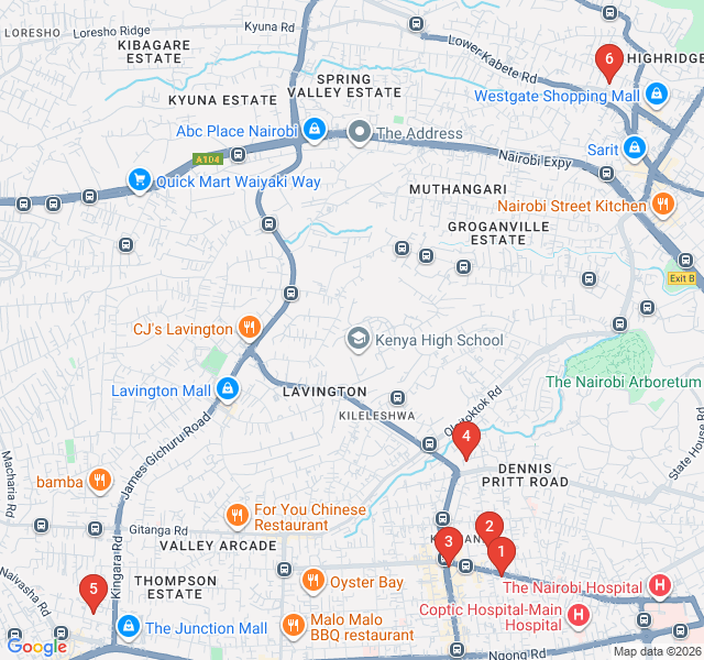 Route map for Canvas and Clay: The Kilimani Art Scene