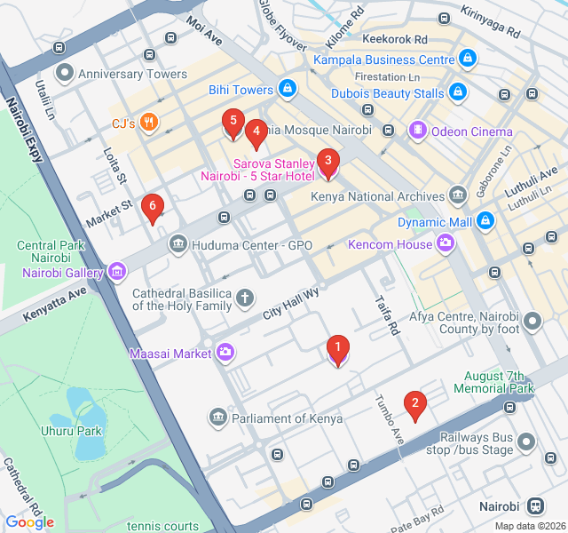 Route map for Nairobi's Colonial Echoes and Skyline