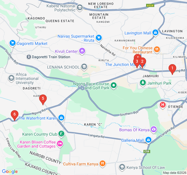 Route map for Artisan Nairobi: The Ngong Road Design Trail