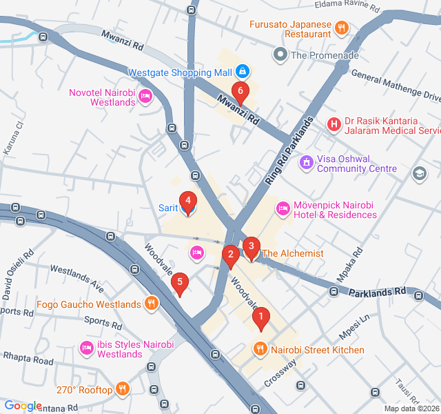 Route map for Electric Avenue: Westlands Nightlife Pulse