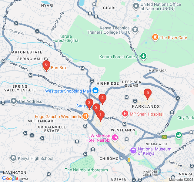 Route map for Flavor Quest: The Westlands Street Food Trail