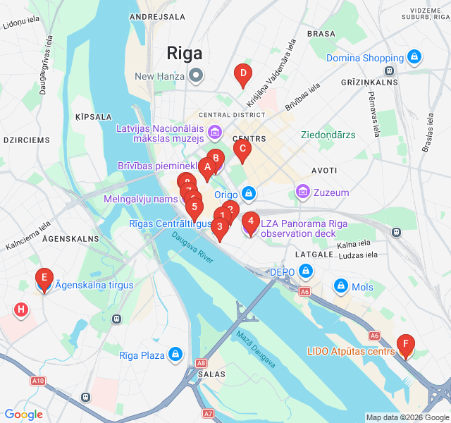Route map for Flavors of the Great Riga Central Market