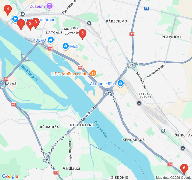 Route map for Jewish Heritage and the Riga Ghetto