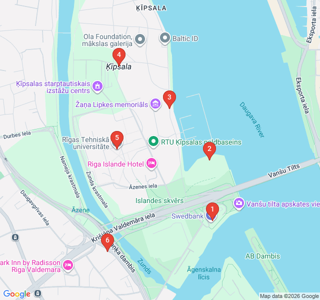 Route map for Skyline Views and Modern Marvels of Ķīpsala