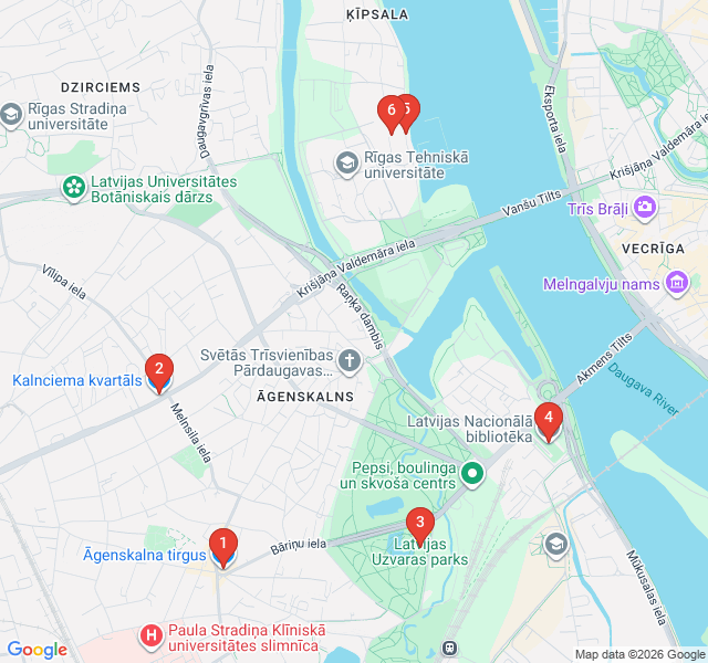 Route map for Wooden Architecture and Riverside Charms of Pārdaugava