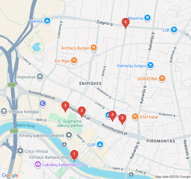 Route map for Contrasts of the New City Center