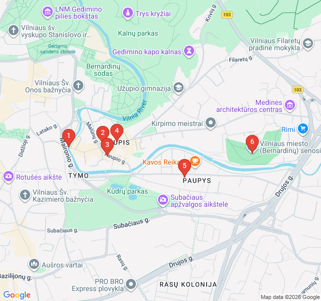 Route map for The Independent Republic of Užupis