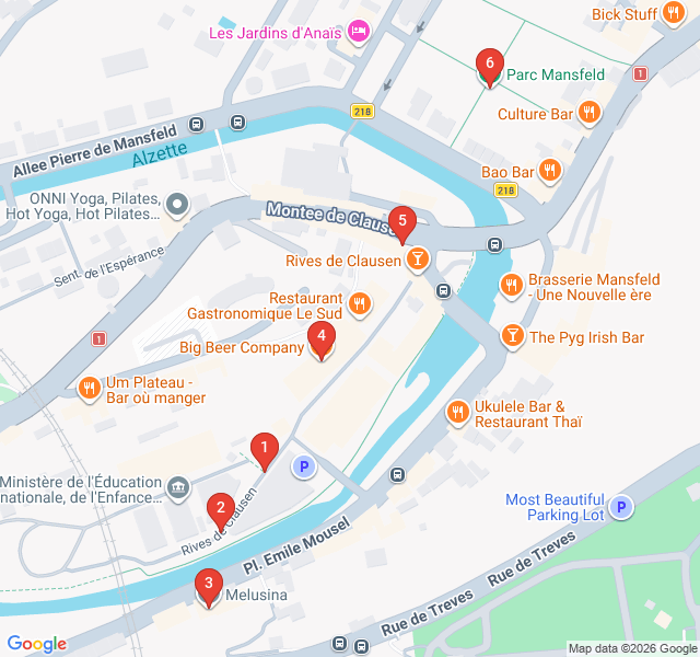 Route map for Art and After-Hours: The Rives de Clausen