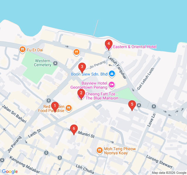 Route map for The Blue Mansion and Indigo Architecture