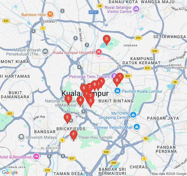 Route map for Bukit Nanas: The Rainforest Canopy Walk