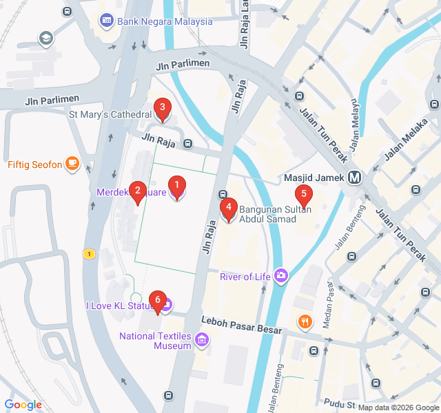 Route map for Colonial Footprints of Merdeka Square