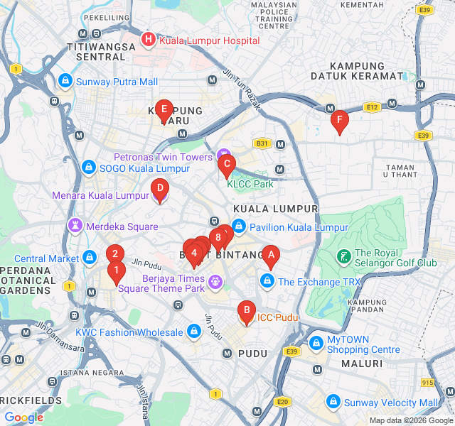 Route map for Jalan Alor: The Ultimate Food Safari