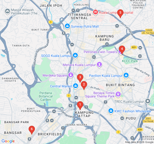 Route map for Literary KL: Bookshops and Creative Hubs