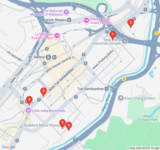Route map for Little India Brickfields Sensory Trail