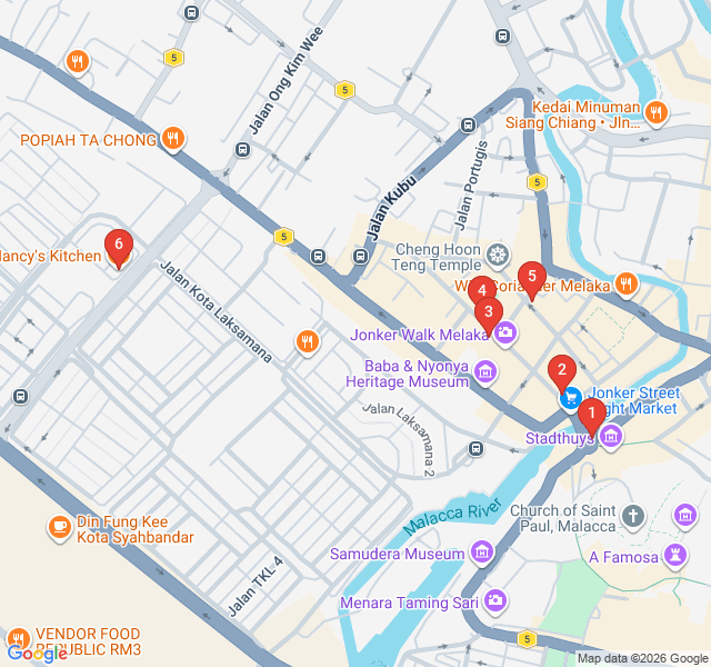 Route map for Flavors of the Straits: A Jonker Street Food Walk