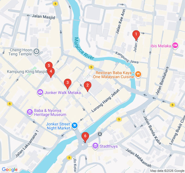 Route map for Secret Melaka: Hidden Alleys of Chinatown