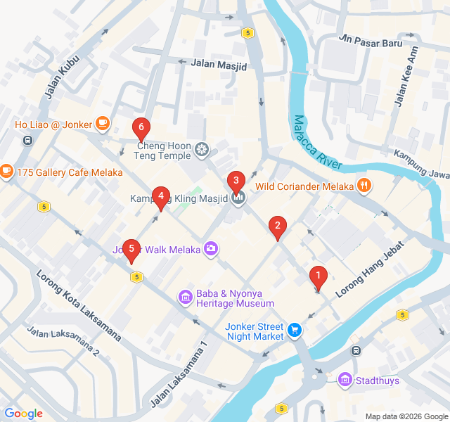 Route map for Living Traditions: The Vanishing Trades of Old Melaka