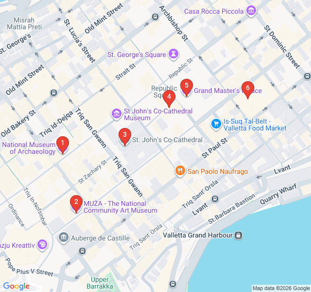 Route map for Caravaggio and the Baroque Masterpieces