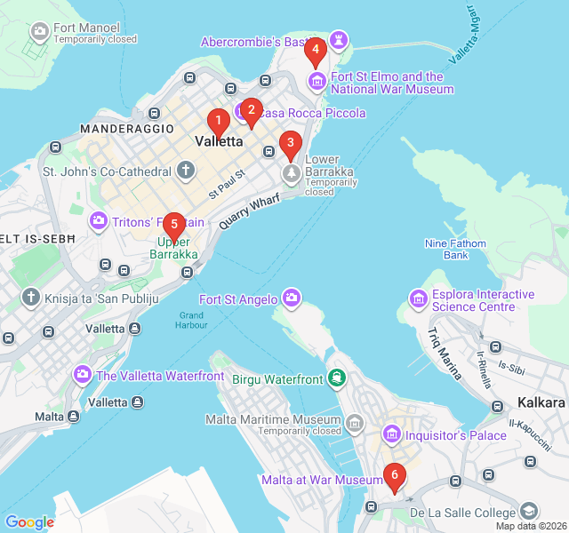 Route map for Cinematic Valletta: The Movie Location Walk
