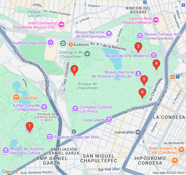 Route map for Chapultepec: Hidden Gardens & Secret Spots