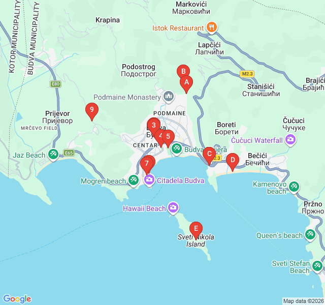 Route map for Island Escape: The Hawaii of Montenegro