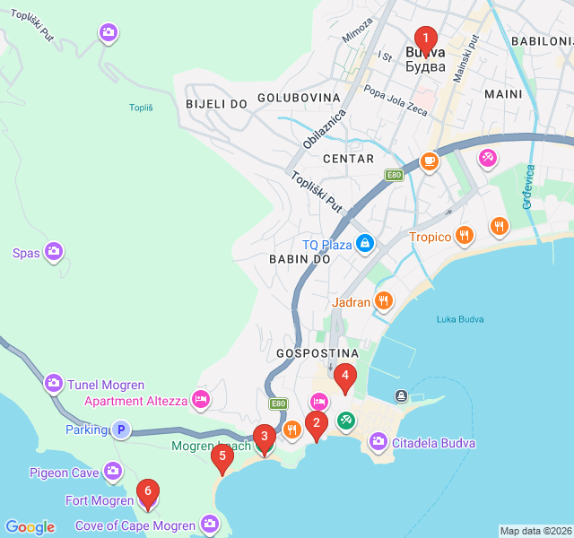 Route map for The Path of the Budva Ballerina