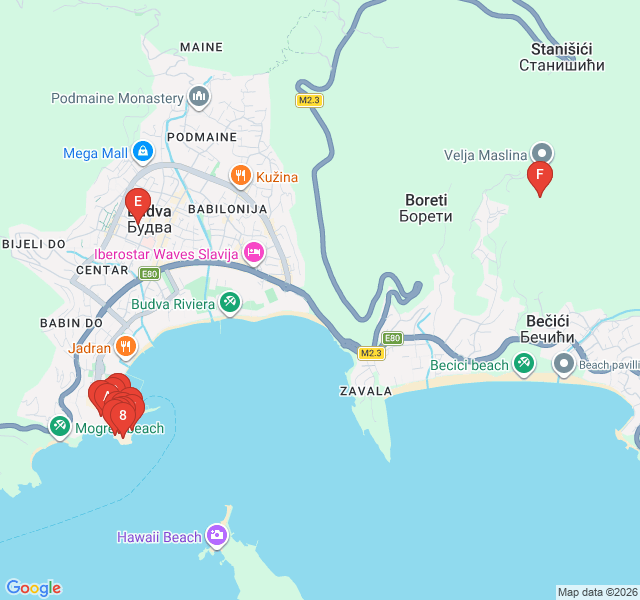Route map for Venetian Secrets of Budva Old Town