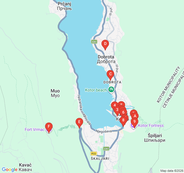 Route map for Echoes of Faith: Kotor’s Holy Sites