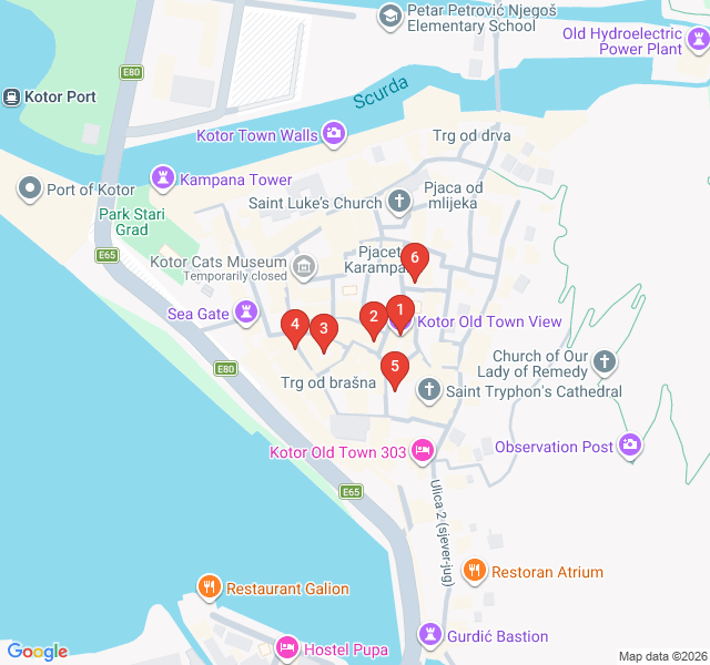 Route map for Noble Living: Aristocratic Kotor