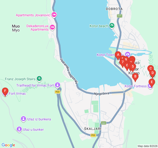 Route map for Pjaca Hop: The Squares and Social Life