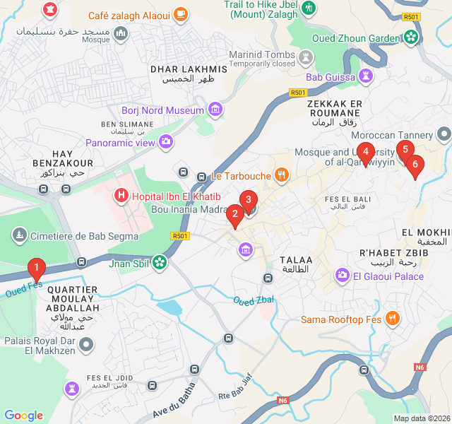 Route map for Andalusia to Africa: The Great Waterways of Fes