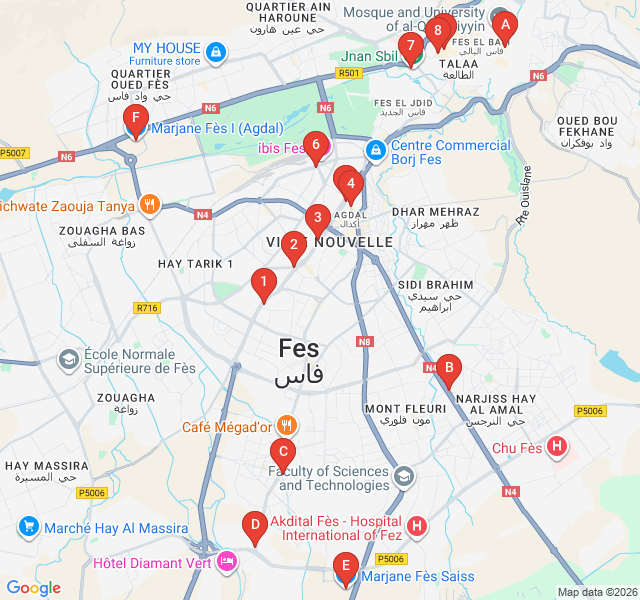 Route map for Fes After Dark: Lights and Night Markets