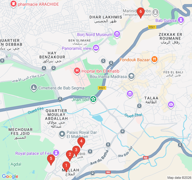Route map for Jewish Heritage: The Mellah of Fes