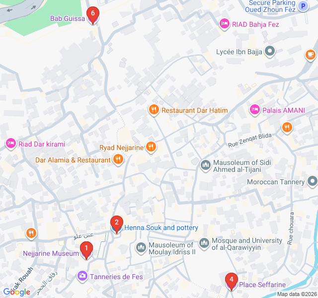 Route map for The Scent of History: Chouara Tannery and Artisan Souks