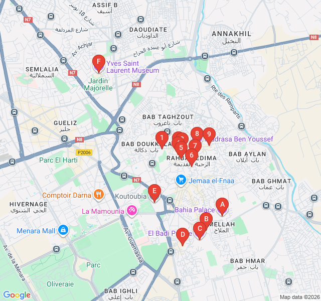 Route map for Artisans of the Labyrinth: A Souk Discovery Walk