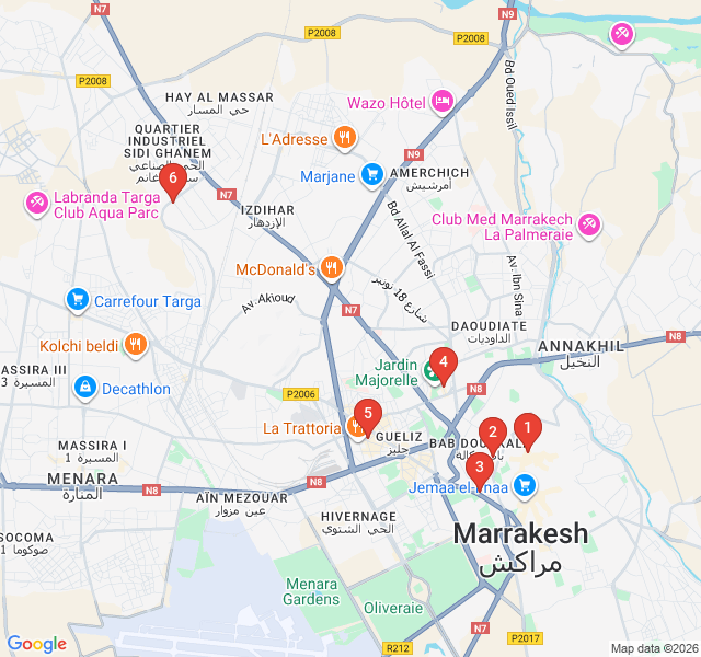 Route map for Marrakech Modern: Design and Concept Stores