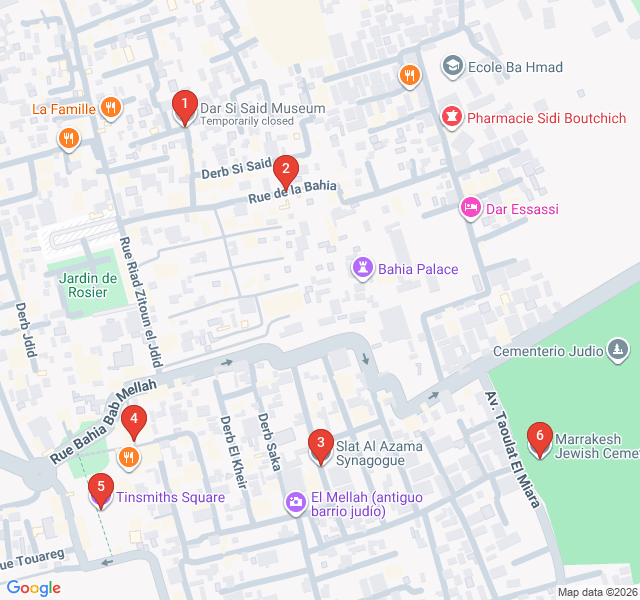 Route map for The Mellah's Hidden Stories: Jewish Quarter Heritage