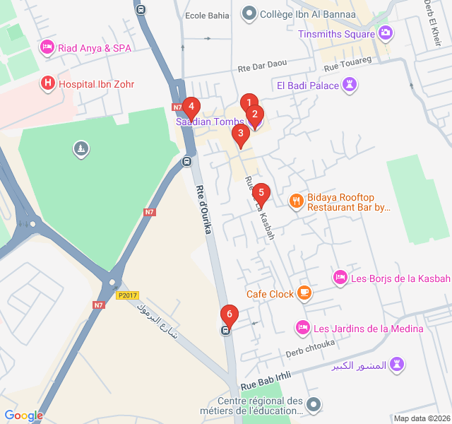 Route map for Secrets of the Kasbah: Beyond the Royal Walls