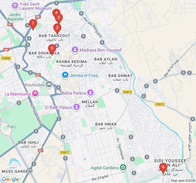 Route map for The Seven Saints Trail: Spiritual Marrakech