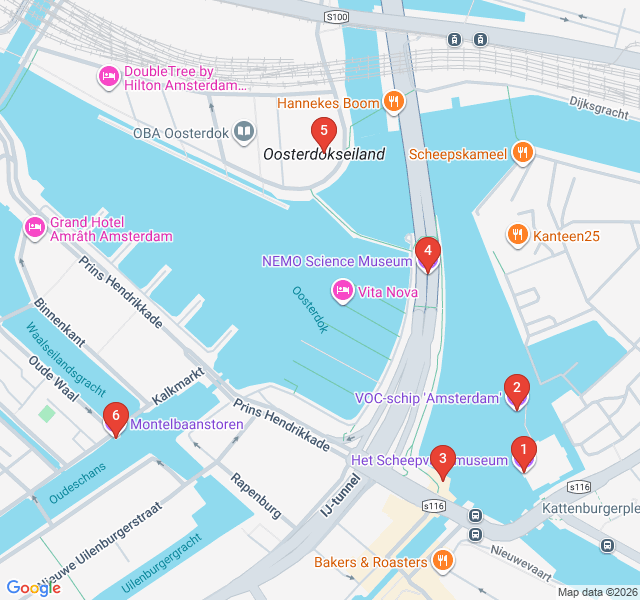 Route map for Ships and Science: Amsterdam’s Maritime Heritage