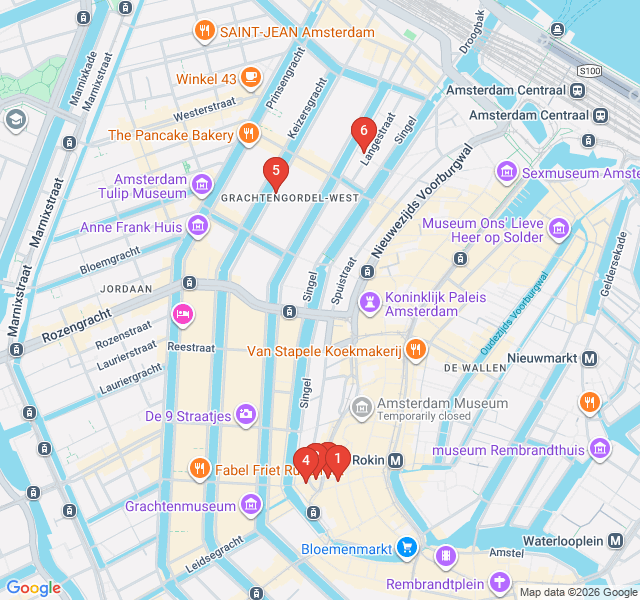 Route map for The Writer’s Route: Literary Landmarks of Amsterdam