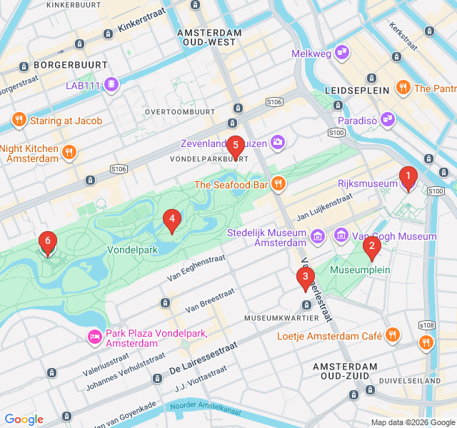 Route map for Parks and Masterpieces: The Oud-Zuid Cultural Loop